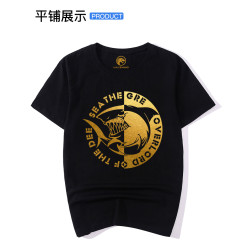 明星同款歐美街頭潮牌個性短袖燙金鯊魚圖案大牌潮男T恤大碼男裝