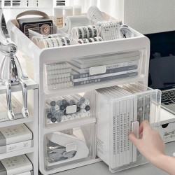 桌面抽屜式收納櫃多層多功能置物盒大容量學生宿捨化妝品收納盒