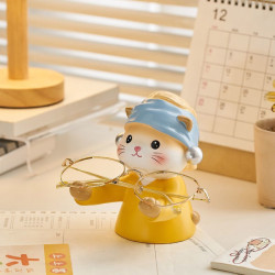 珍珠貓眼鏡收納架擺件辦公室桌面裝飾品工位筆托可愛創意禮物