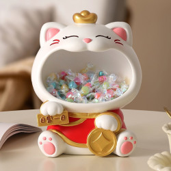 國潮大嘴招財貓玄關鑰匙收納擺件喬遷新居客廳裝飾喜慶花藝禮物