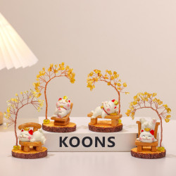 招財貓水晶發財樹擺件裝飾品禮品新年桌面禮物創意辦公室禮物新款