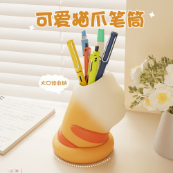 貓爪筆筒高級可愛辦公室工位書房桌面收納工藝品擺件教師節日禮物