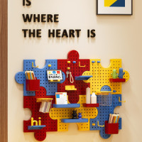 精美收納板子牆面打孔拼圖牆上創意兒童書桌學習桌洞洞板置物架