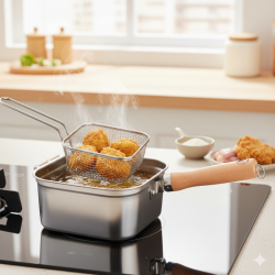 日式不鏽鋼方形油炸鍋家用嬭鍋煮麵鍋戶外可攜式天婦羅炸鍋