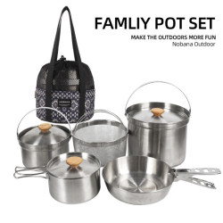 NOBANA戶外露營不鏽鋼套鍋遊車用可攜式野餐湯鍋煎煮蒸家用鍋具