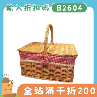 柳編竹編藤編手提花籃帶蓋大號戶外野餐籃購物籃菜籃子採摘收納籃