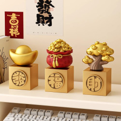 金元寶發財樹招財辦公室桌面治瘉系小擺件工位情緒穩定器生日禮物
