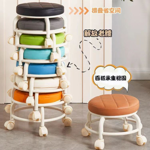 帶輪子美縫輪滑矮凳帶娃學步旋轉椅子移動小凳子萬向輪凳子換鞋凳