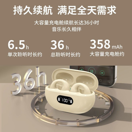不入耳骨傳導藍牙耳機2024新款無線運動夾耳式隔音不痛