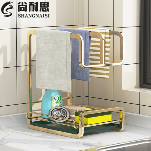 廚房抹布瀝水架台面洗碗布收納掛架壁掛式海綿架子免打孔水槽神器