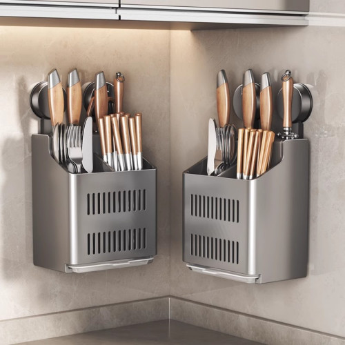 吸盤刀架置物架筷子筒刀架一體壁掛瀝水架子廚房收納置物架 吸盤刀架置物架筷子筒刀架一體壁掛瀝水架子廚房收納置物架