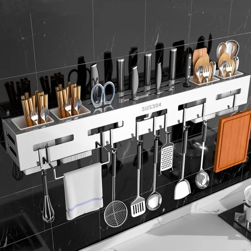 304不鏽鋼刀架掛壁多功能筷子筒調料架廚房收納廚房置物架