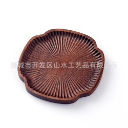 茶盤創意日式圓形隔熱墊 櫸木藕片杯墊套裝杯托輕奢茶道咖啡杯墊