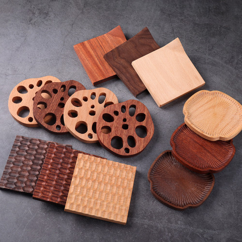 茶盤創意日式圓形隔熱墊 櫸木藕片杯墊套裝杯托輕奢茶道咖啡杯墊 茶盤創意日式圓形隔熱墊 櫸木藕片杯墊套裝杯托輕奢茶道咖啡杯墊