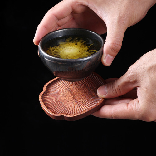 茶盤創意日式圓形隔熱墊 櫸木藕片杯墊套裝杯托輕奢茶道咖啡杯墊 茶盤創意日式圓形隔熱墊 櫸木藕片杯墊套裝杯托輕奢茶道咖啡杯墊