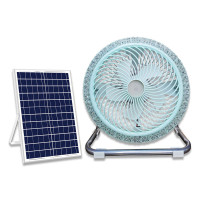 新款LED太陽能充電風扇燈12家用靜音大風力露營風扇燈戶外趴地扇