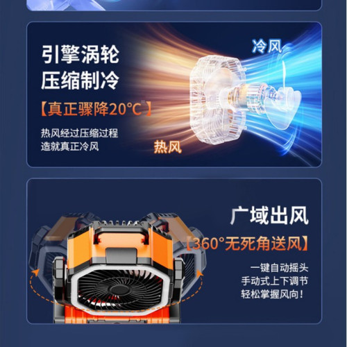 戶外可攜式USB充電手提風扇手機可充電帶LED燈夾柱露營加掛鉤擺攤