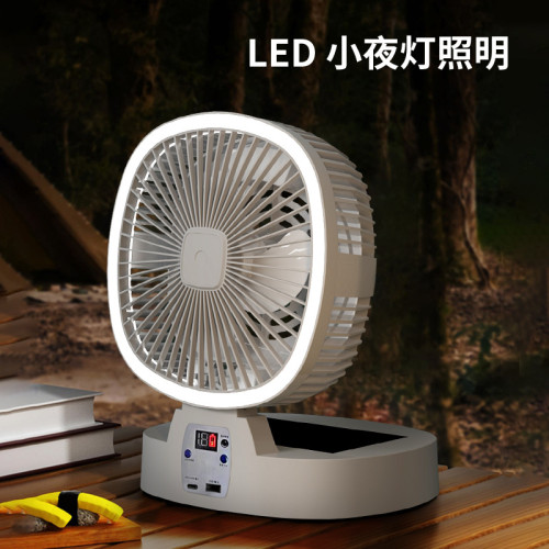可攜式可折曡太陽能風扇充電多功能風扇長續航大風力戶外露營風扇燈