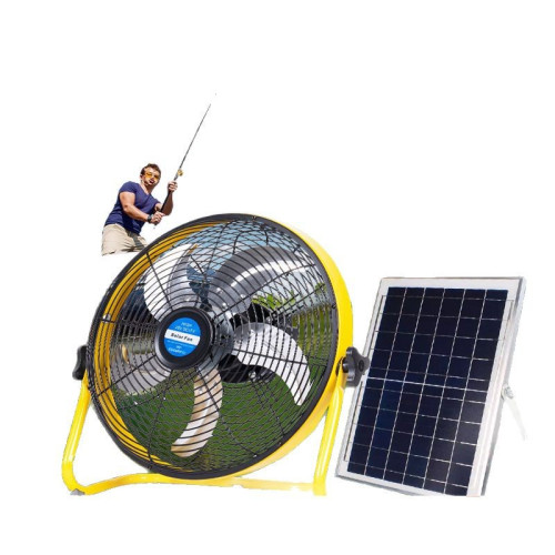 太陽能充電風扇戶外釣魚野炊露營趴地扇家用大風力智能電風扇