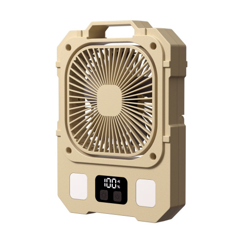 新款高速戶外可攜式大容量數顯露營風扇USB充電靜音LED照明燈扇
