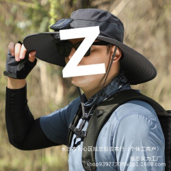 爆品太陽能帽可充電雙風扇男士釣魚漁夫帽戶外遮陽帽防曬