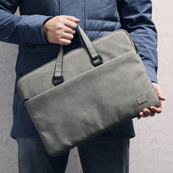 電腦包手提男抗震PU皮革筆電斜背單肩包15.6寸女內膽包防水