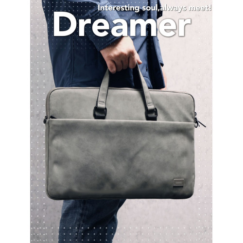 電腦包手提男抗震PU皮革筆電斜背單肩包15.6寸女內膽包防水