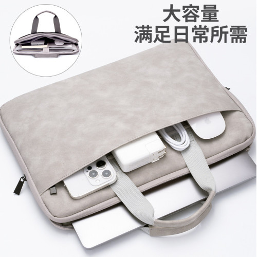 開合羊巴PU革筆電手提電腦包適用13寸-16寸手感細膩防潑抗震