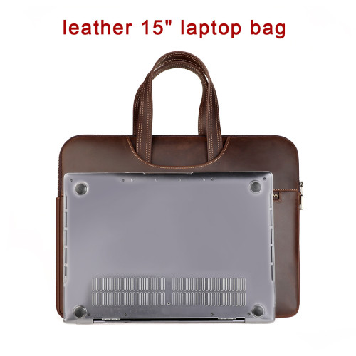 瘋馬皮筆記型電腦保護套Macbbook pro15寸拉鍊商務辦公手提電腦包