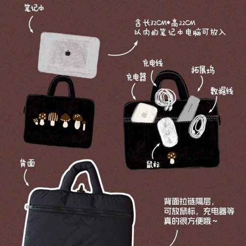 可愛卡通原創設計11寸平板收納包iPad包14寸蘋果筆記型電腦包防震