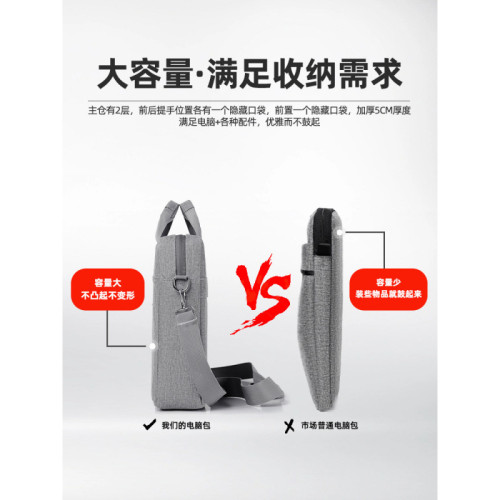晴熙電腦包筆電包加厚單肩包大容量手提包男女適用蘋果華爲聯想