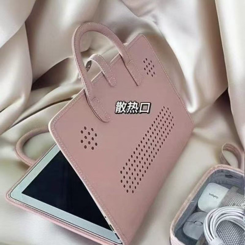 電腦包兼電腦保護殼筆記型電腦手提包粉色少女風