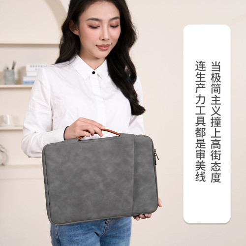 PU皮質手提電腦內膽包加厚全包裹抗震大容量可容納17寸輕商務