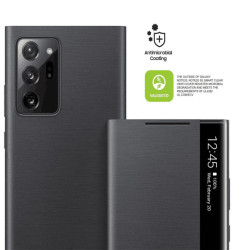 適用三星note20ultra手機殼20芯片智能鏡面手機繙蓋皮套防指紋