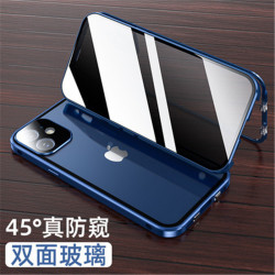 適用iPhone16promax防窺護鏡雙卡扣萬磁王手機殼蘋果15金屬保護套