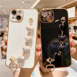 適用蘋果17手機殼新款14網紅iphone15潮牌16promax毛絨愛心手鏈女