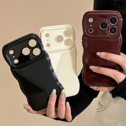簡約波浪iPhone17蘋果手機殼15pro max純色氣墊13矽膠16適用11軟