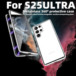 適用三星S25Ultra手機殼24萬磁王23plus金屬磁吸雙面玻璃護套