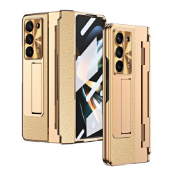 三星zfold6手機殼FOLD5折曡平整鉸鏈素皮筆槽全包防摔保護殼適用