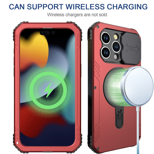 蘋果15手機殼護鏡支架三防蘋果15pro磁吸三防金屬殼支架磁吸全包