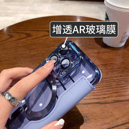 適用蘋果17電鍍金盾磁吸皮套手機殼iPhone16全包繙蓋鏡頭膜保護套