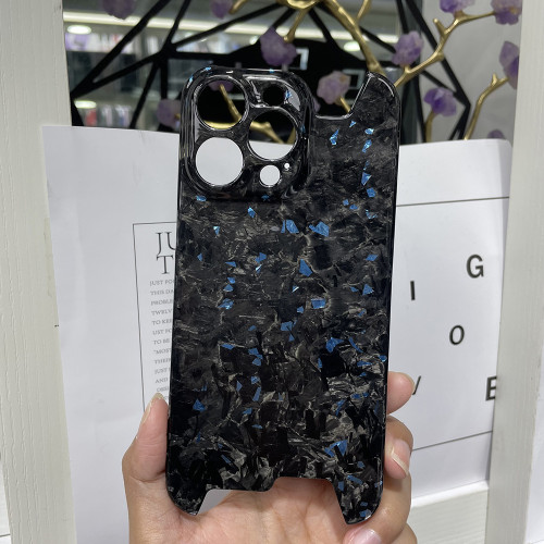 適用iPhone16pro鍛造紋碳纖維手機殼15promax金箔碳纖維14保護套