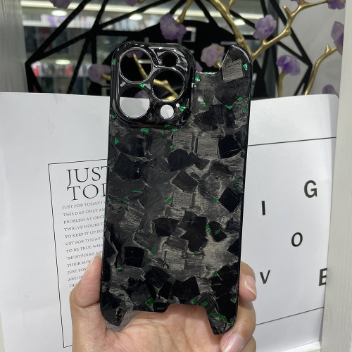 適用iPhone16pro鍛造紋碳纖維手機殼15promax金箔碳纖維14保護套