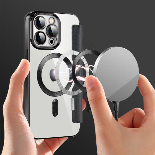 適用iPhone16E無線充手機殼蘋果14保護套插卡13Pro超薄手機殼透明