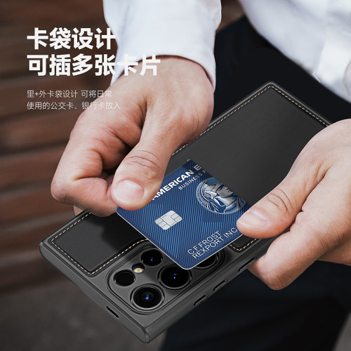 適用三星S25Ultra手機殼三合一雙插卡磁吸支架S24+保護套case