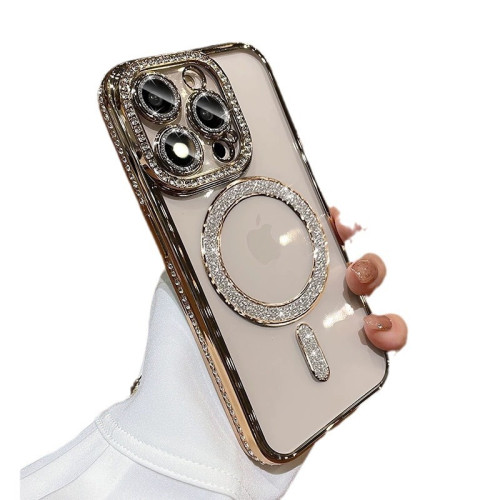 適用iPhone15邊鑽磁吸透明16pro手機殼蘋果14promax矽膠TPU保護套