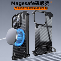 適用蘋果16Promax手機殼一粒殼碳纖維款磁吸支架14保護套iPhone13