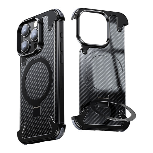 適用蘋果16Promax手機殼一粒殼碳纖維款磁吸支架14保護套iPhone13