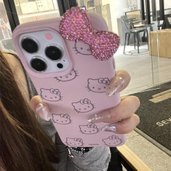 卡通可愛蝴蝶結KT貓適用iPhone15promax蘋果14手機殼13新款12全包