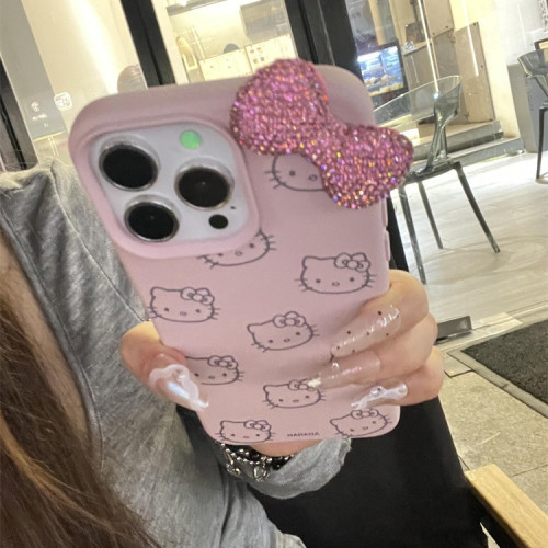 卡通可愛蝴蝶結KT貓適用iPhone15promax蘋果14手機殼13新款12全包 卡通可愛蝴蝶結KT貓適用iPhone15promax蘋果14手機殼13新款12全包